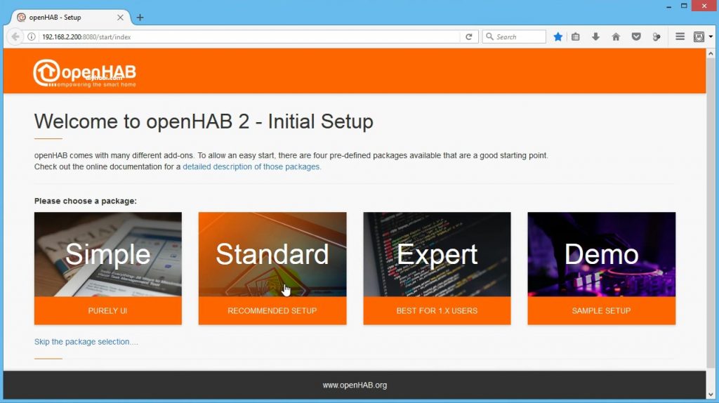 Install Openhab Manual method Initial setup