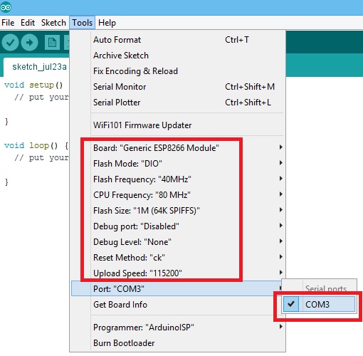 Arduino port esp-01