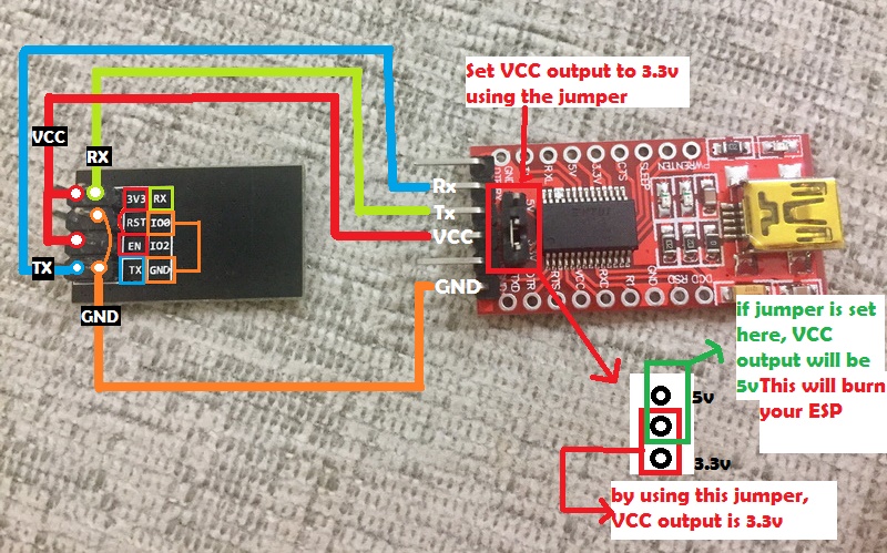 Programming ESP-01 using USB to TTL CH340G Converter Module Adapter