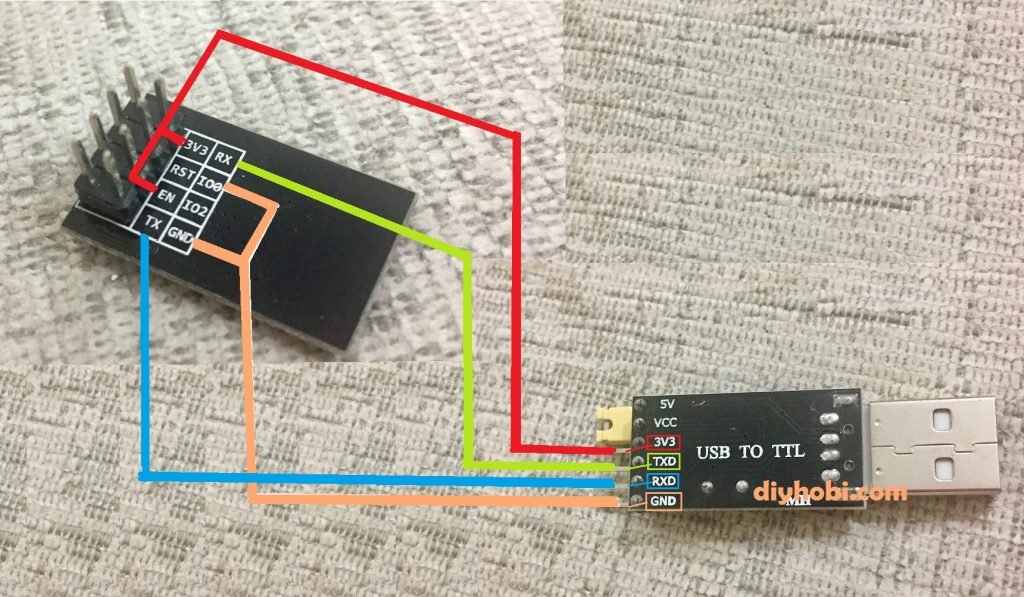 TTL CH340G Converter Module Adapter Esp-01 wirrings