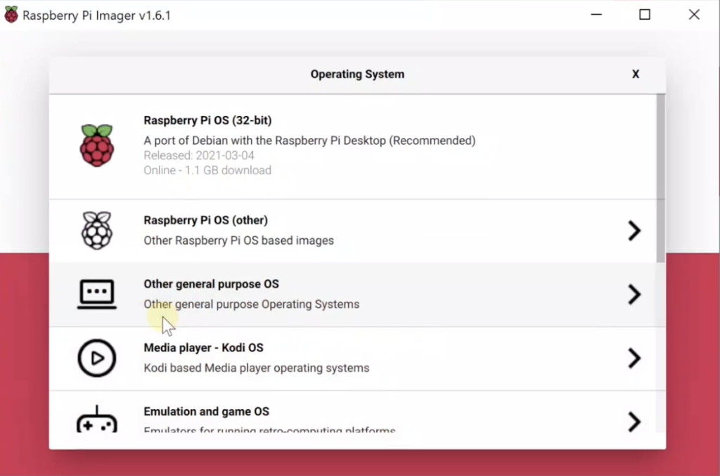 raspberry pi imager operating system