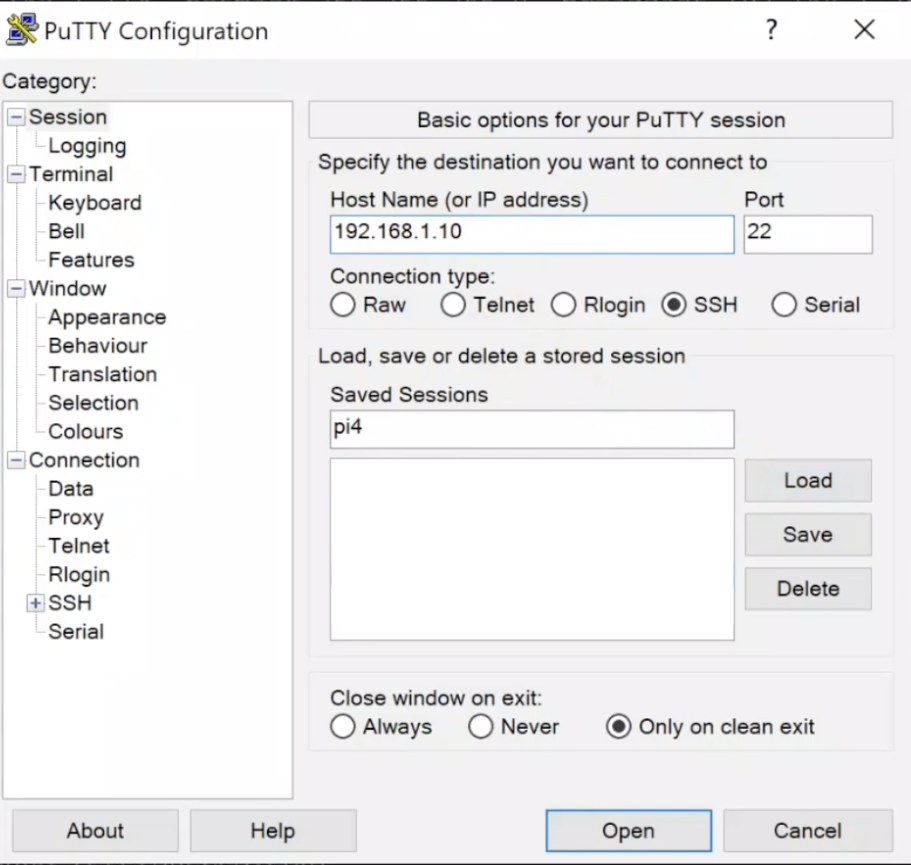 access using putty raspberry pi 